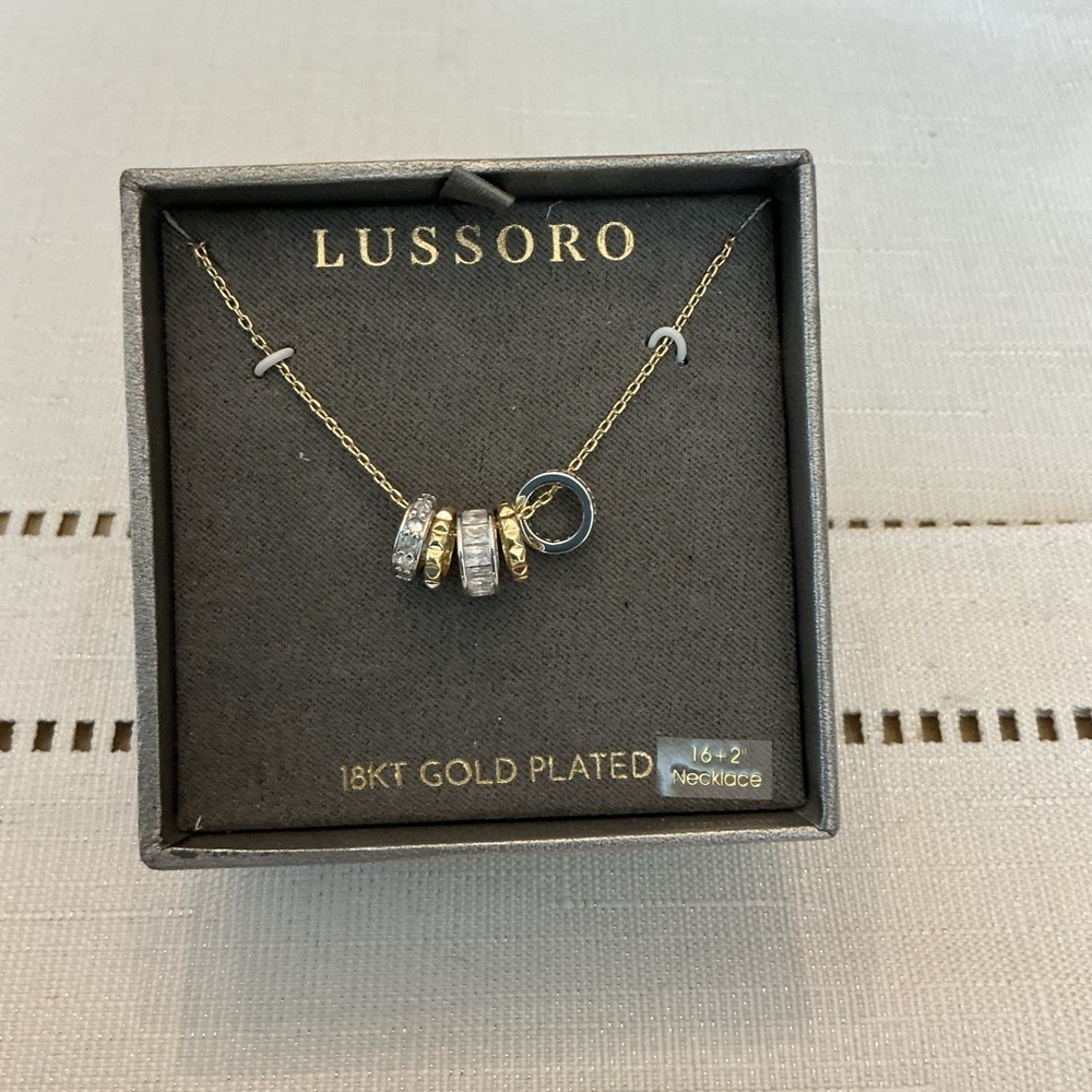 Lussoro 18K Gold and Silver Crystal Plated Necklace